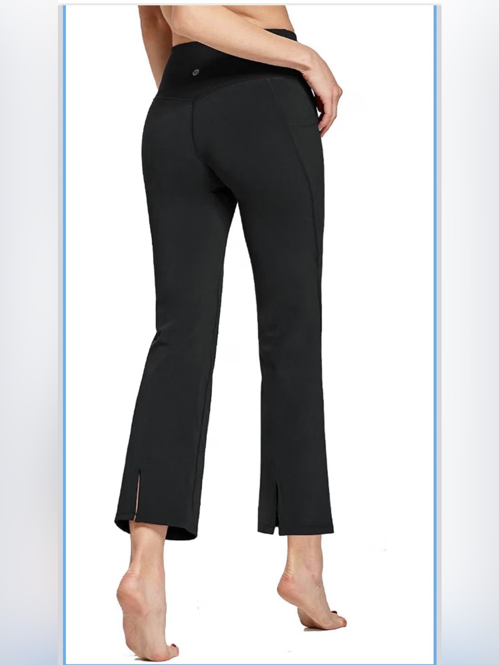 Baleaf Women's Crop Yoga Pants w/ 3 Pockets High Waist, Bootleg, Black 3XL